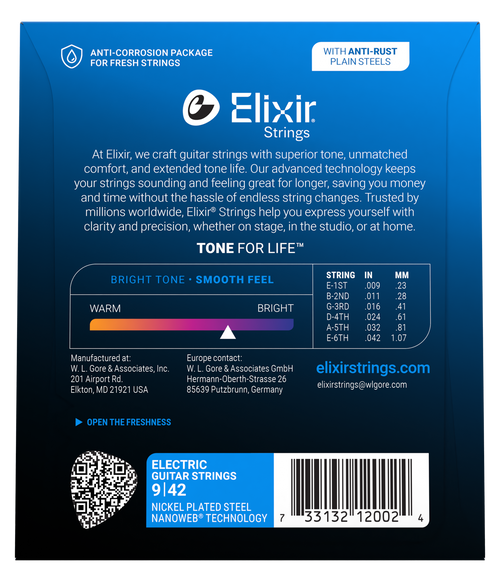 Elixir Strings Electric Guitar Strings with NANOWEB Coating, Super Light (.009 -.042)