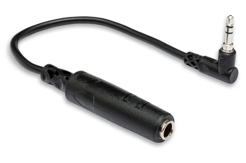 Headphone Adaptor, 1/4 in TRS to Right-angle 3.5 mm TRS