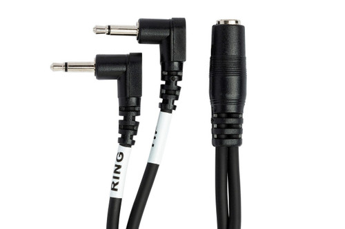 Hosa YMM-492 Air Travel Headphone Adaptor, 3.5 mm TRSF to Dual Right-angle 3.5 mm TS