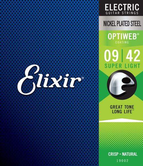 Elixir Electric Guitar Strings with OPTIWEB Coating, Super Light (.009-.042)