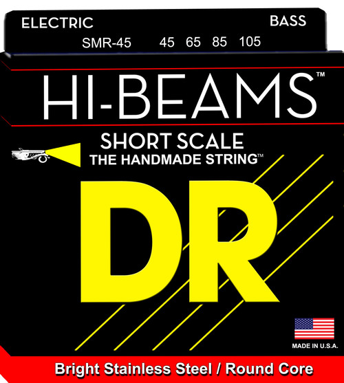 DR Hi-Beams Bright Stainless Steel/Round Core 45-105 Bass Strings SMR-45 45 65 85 105 Short Scale