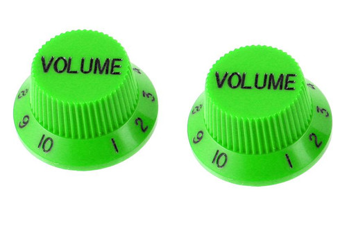 Green Volume Knobs For Stratocaster Set of 2 Plastic