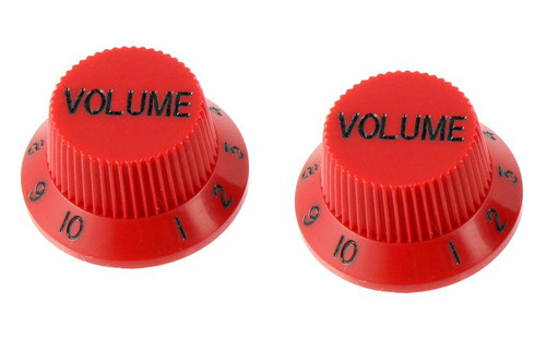 Red Volume Knobs For Stratocaster Set of 2 Plastic