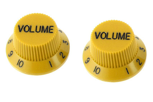 Yellow Volume Knobs For Stratocaster Set of 2 Plastic