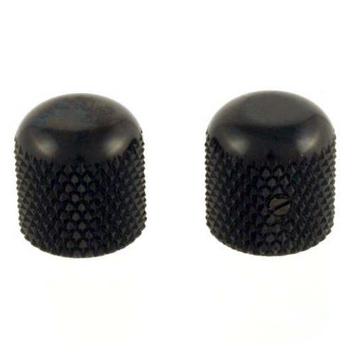 Black Metal Dome Guitar Knobs Medium Knurling