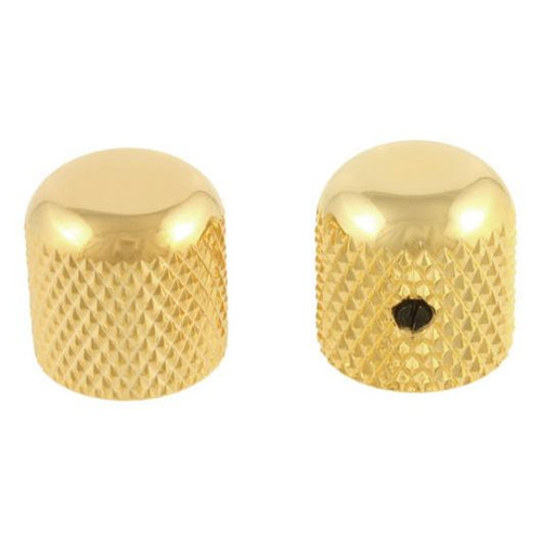 Gold Metal Dome Guitar Knobs Medium Knurling