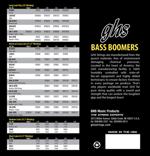 GHS 6-String Bass Boomers Med-Light 30 - 125