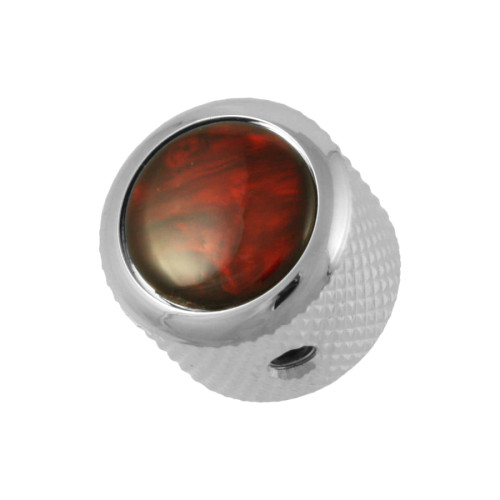 Q-Parts Red Pearloid Guitar Dome Knob Chrome