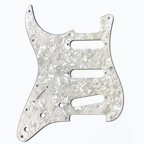 White Pearloid 4-Ply Pickguard for Stratocaster 11-Hole-LH