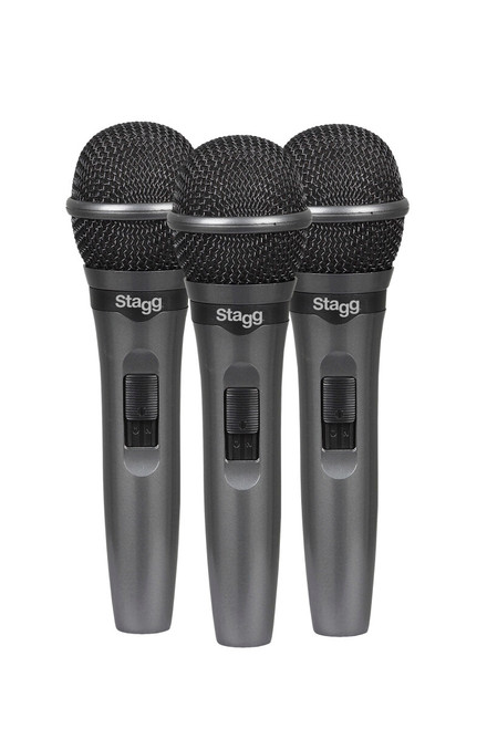 Stagg Set of 3 Cardioid Dynamic Microphone for Live Performances