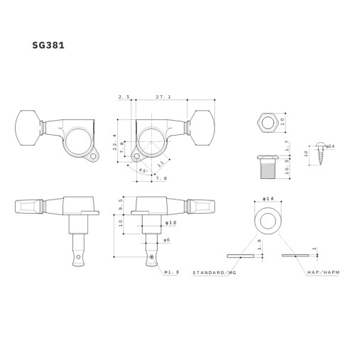 Gotoh SG381 3x3 Mini Keys with Large Buttons-Black