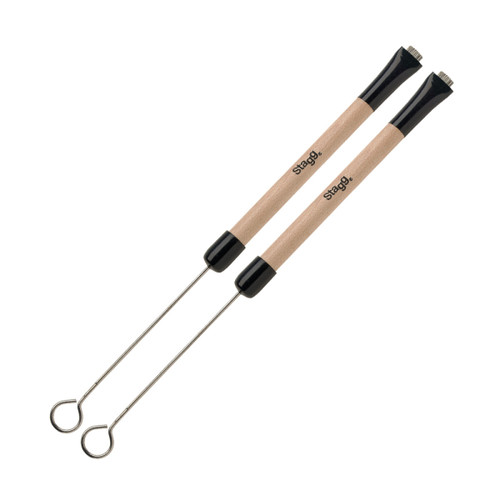 Stagg Pair of Telescop Brushes-Wooden Handle