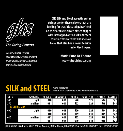 GHS Silk and Steel Acoustic Guitar Strings Medium 11-48