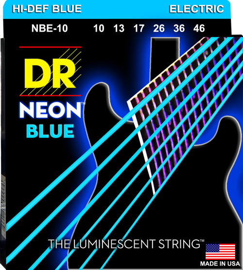 DR Electric HI-DEF NEON - BLUE Colored Electric Guitar Strings: Light 10-46