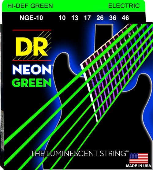 DR Electric HI-DEF NEON - GREEN Colored Electric Guitar Strings: Light 10-46