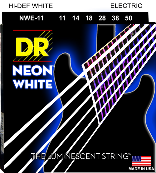 DR Strings HI-DEF NEON - WHITE Colored Electric Guitar Strings: Heavy 11-50