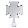 CHROME IRON "MALTESE" CROSS STYLE MIRROR WITH CLASSIC DOOR MOUNT BASE