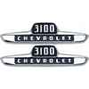 1955 1st Series Chevy Truck Hood Side Emblems "3100". Pair