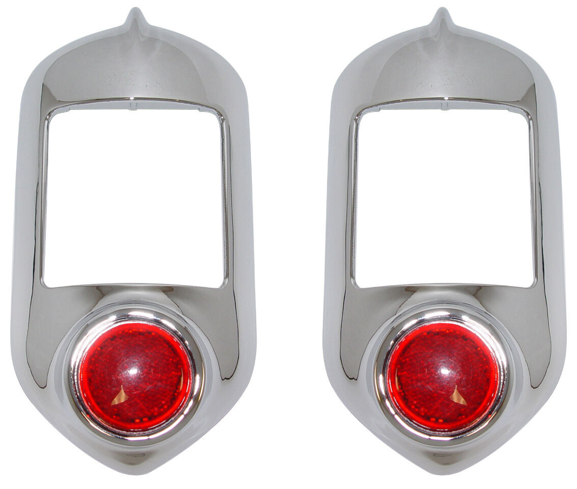 1954 Chevy Car Chrome Tail Light Bezels. Pair
