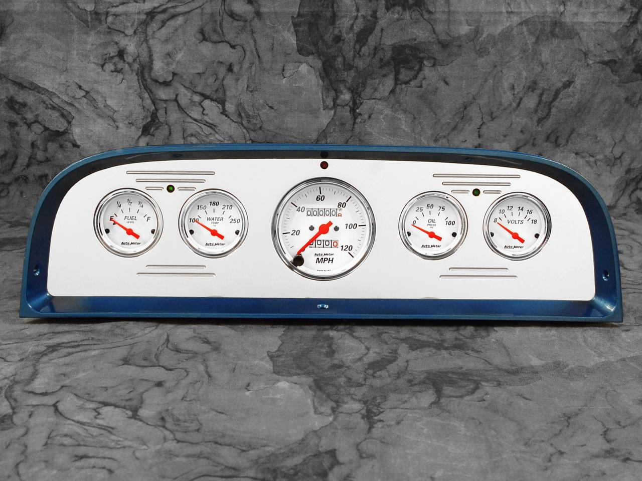 Chevy Truck billet aluminum gauge panel w/ Auto Meter Arctic White gauges 1960-63