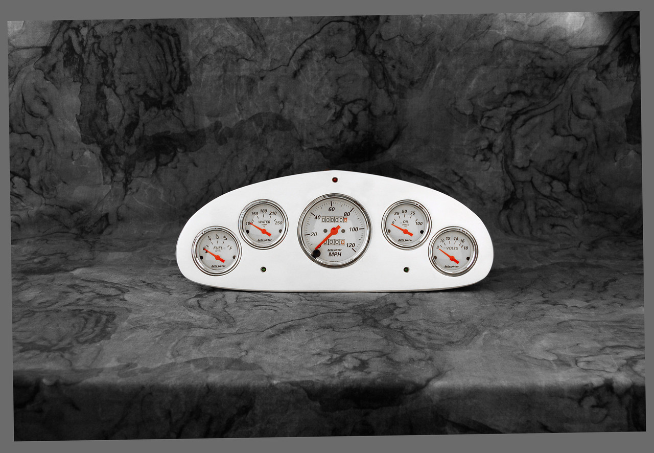 Chevy Master Gauge Panel With Auto Meter Arctic White Gauges 1934