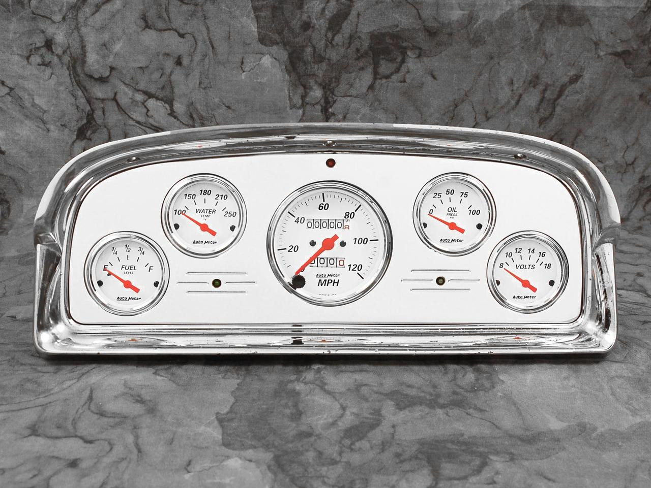 Ford Galaxie / Fairlane billet aluminum dash insert w/ Auto Meter Arctic White gauges 1959