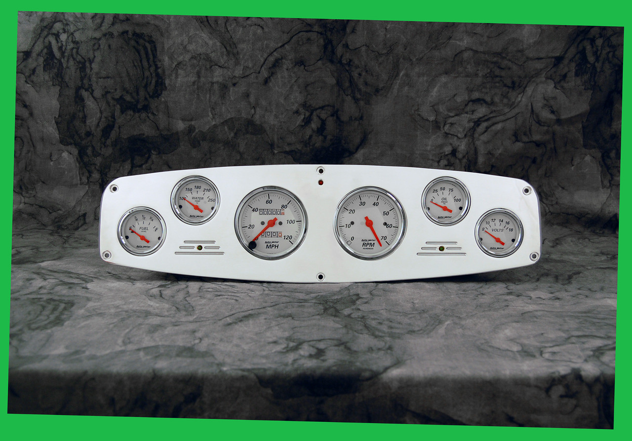 Dodge Truck Billet Aluminum Gauge Panel w/Auto Meter Arctic White Gauges  1961-68