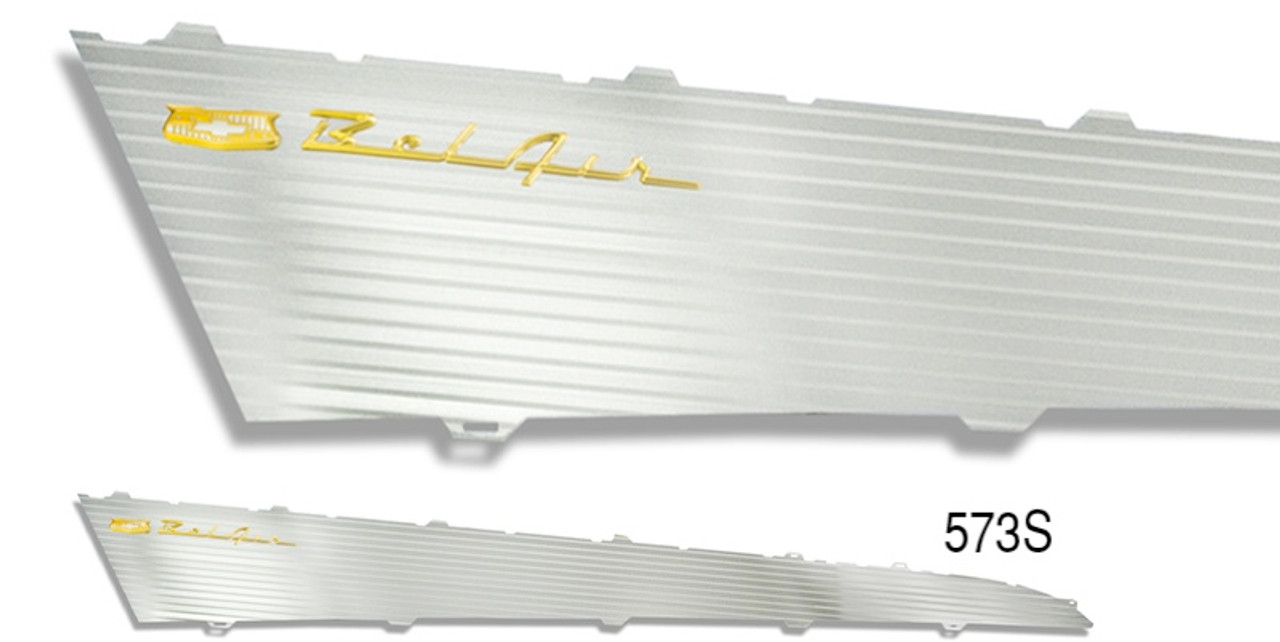 1957 Chevy Bel Air Aluminum Side Panel Inserts, w/ Emblems, All 2Door Restoration Auto 1957 Chevy Bel Air Aluminum Side Panel Inserts, w/ Emblems, All 2Door Restoration Auto