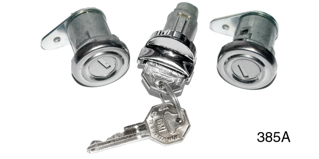 1955-1957 Chevy Door and Ignition Lock Set, Flat Pawl, also 1956-1958 Corvette, (Mainly used on 2 dr. & 4 dr. Hardtop models)