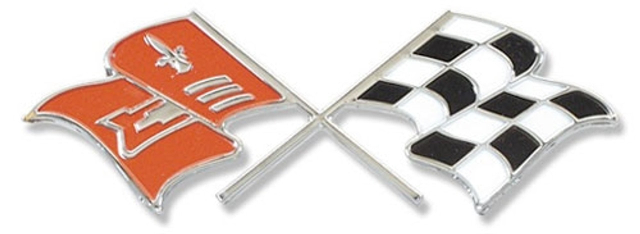 1957 Chevy Car Fuel Injection Flags Emblem. Pair