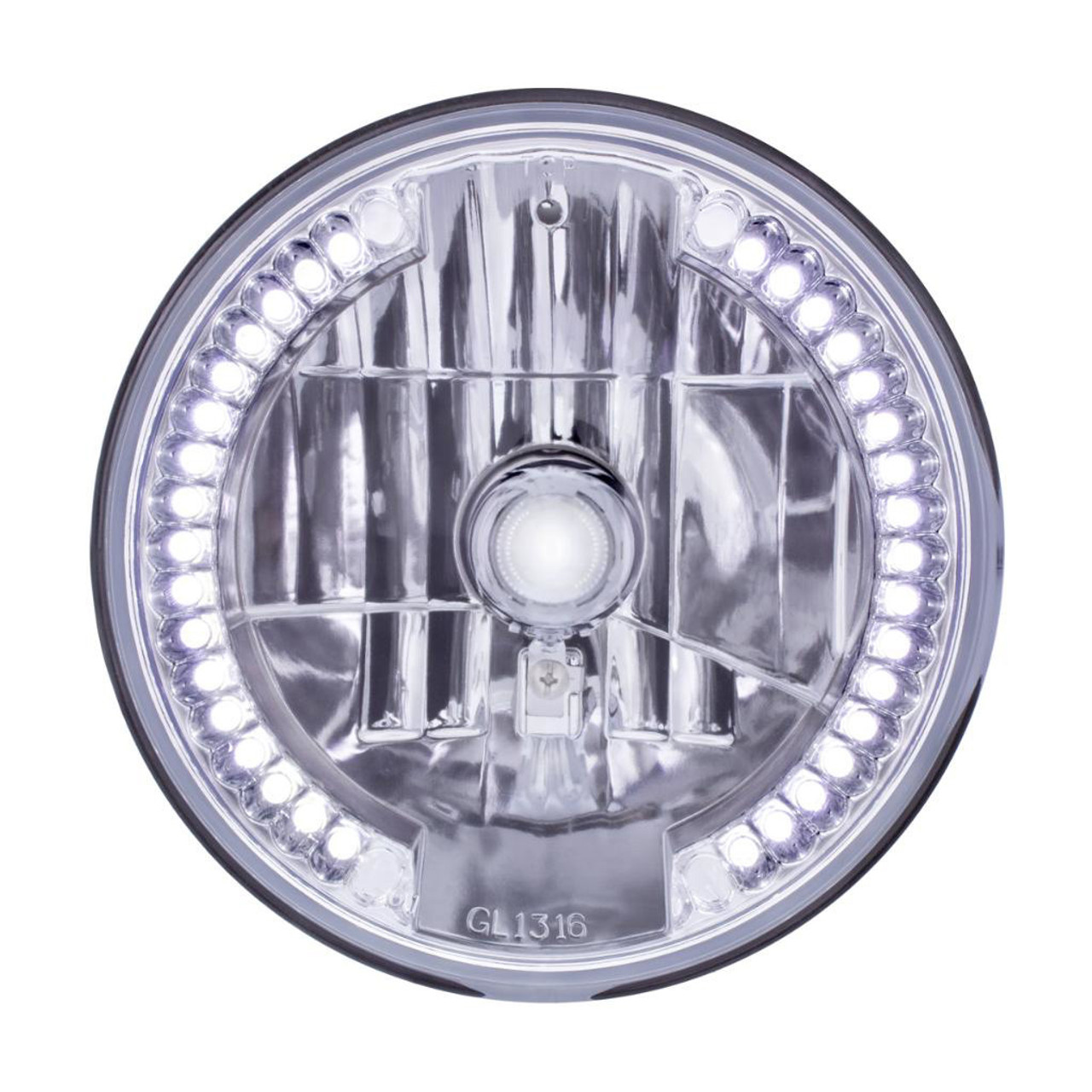 ULTRALIT - 7" CRYSTAL HEADLIGHT WITH 34 WHITE LED POSITION LIGHT.