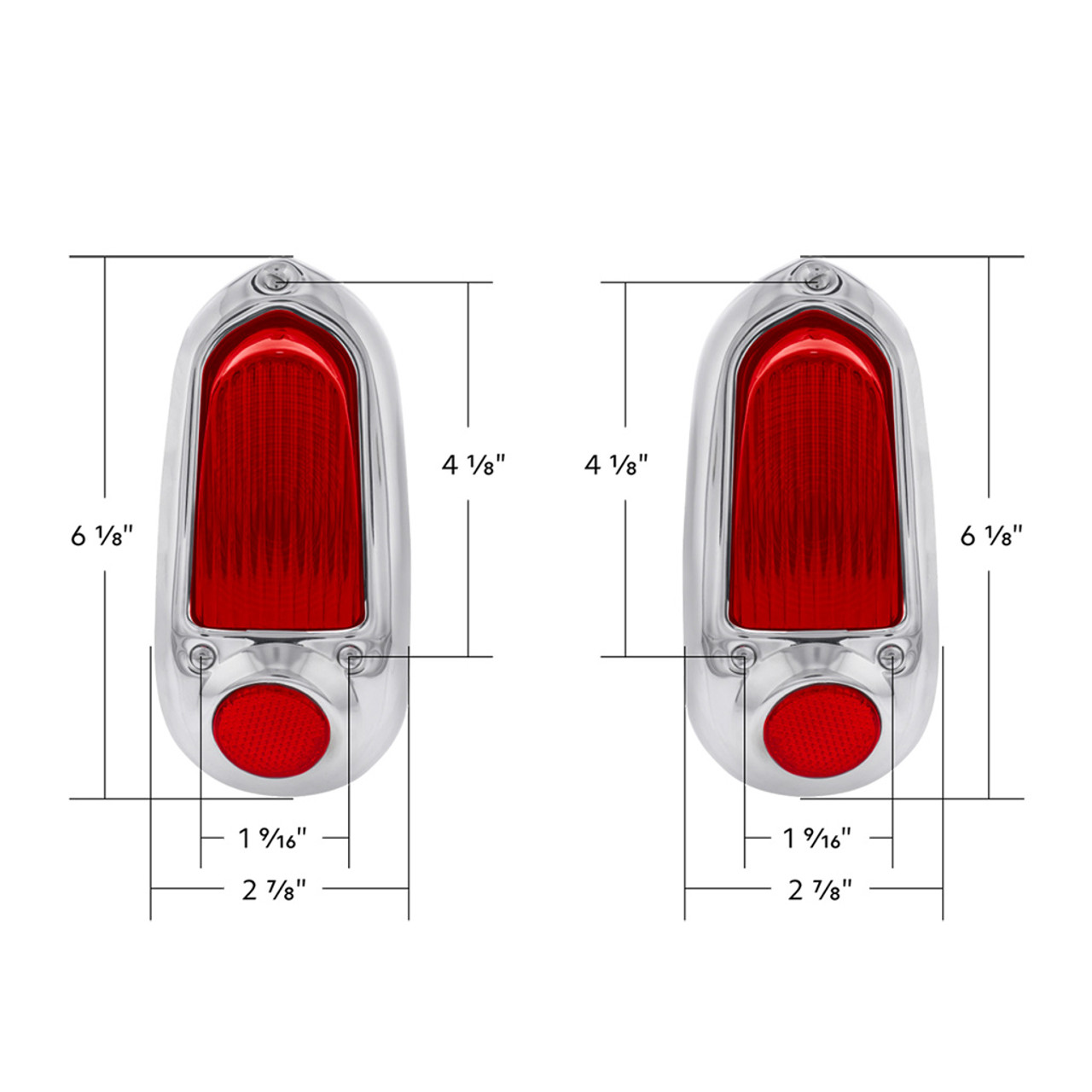 1949-1950 Chevy Car 12 Volt Tail Light With Stainless Steel Bezel, Pair