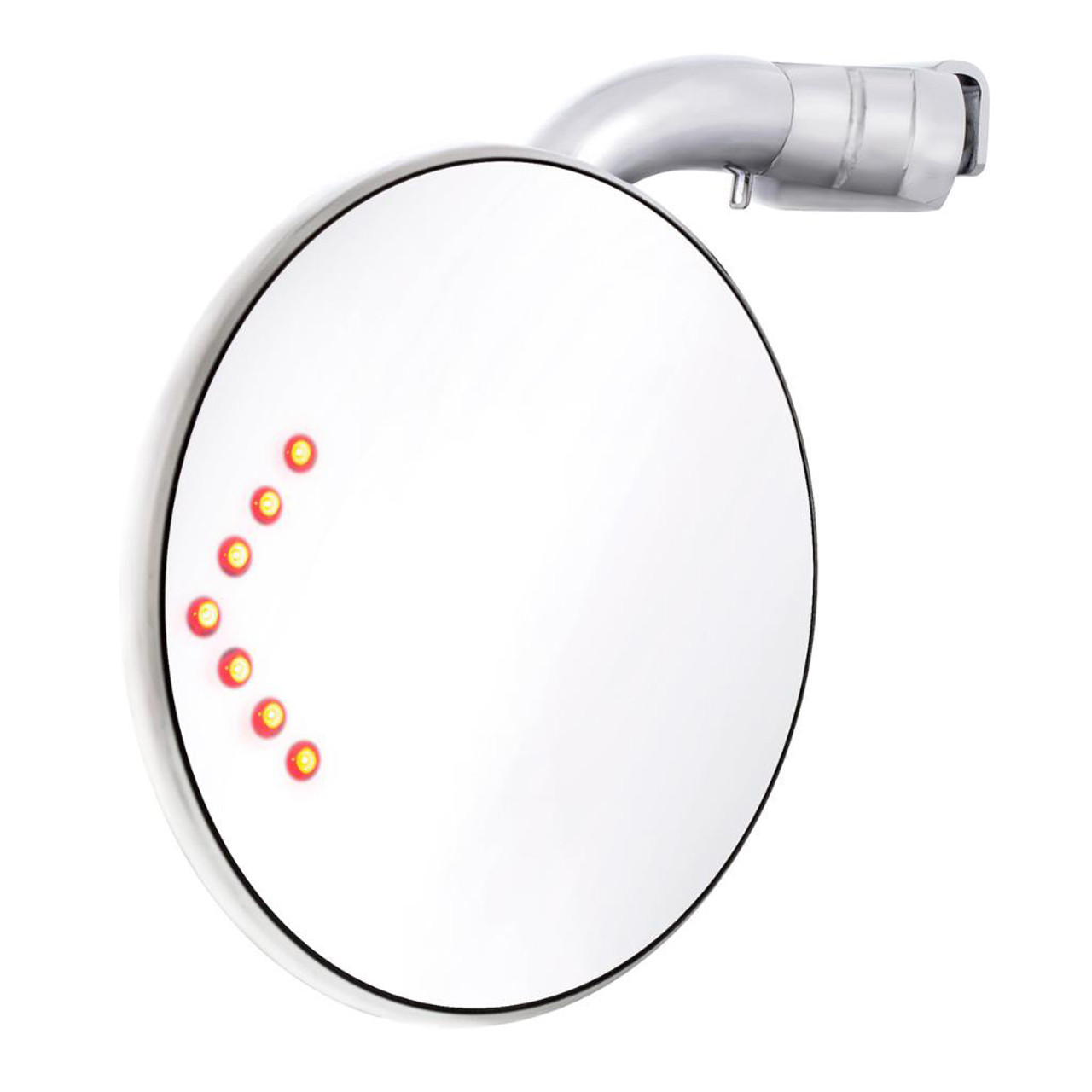 4" CURVED ARM PEEP MIRROR WITH CONVEX MIRROR GLASS AND LED TURN SIGNAL