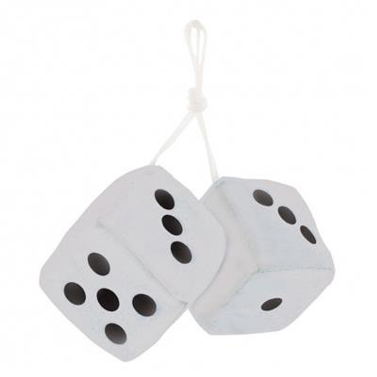 3" X 3" Classic Fuzzy Dice, White (Pair)