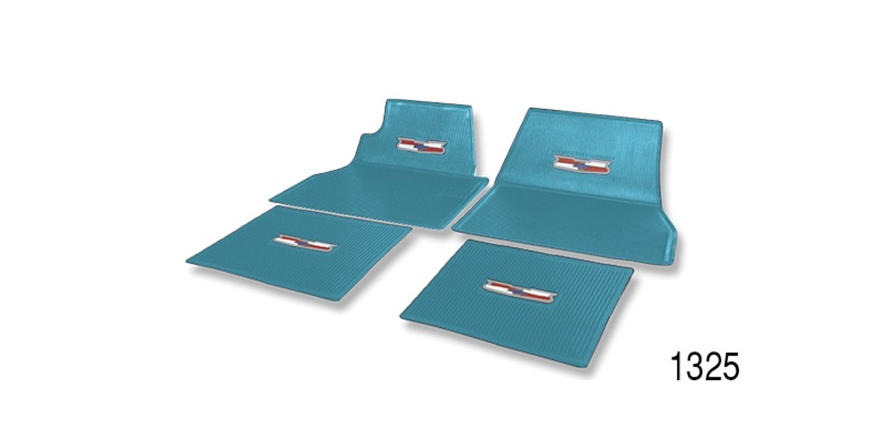 1955-1957 Chevy Floor Mats with Crest Logo, Turquoise