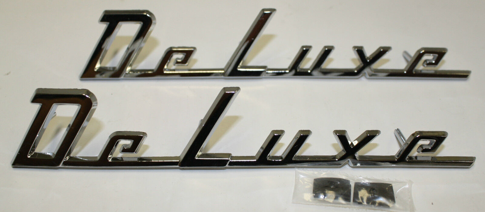 1949-1950 Chevy Car Front Fender Emblems " Deluxe". Pair