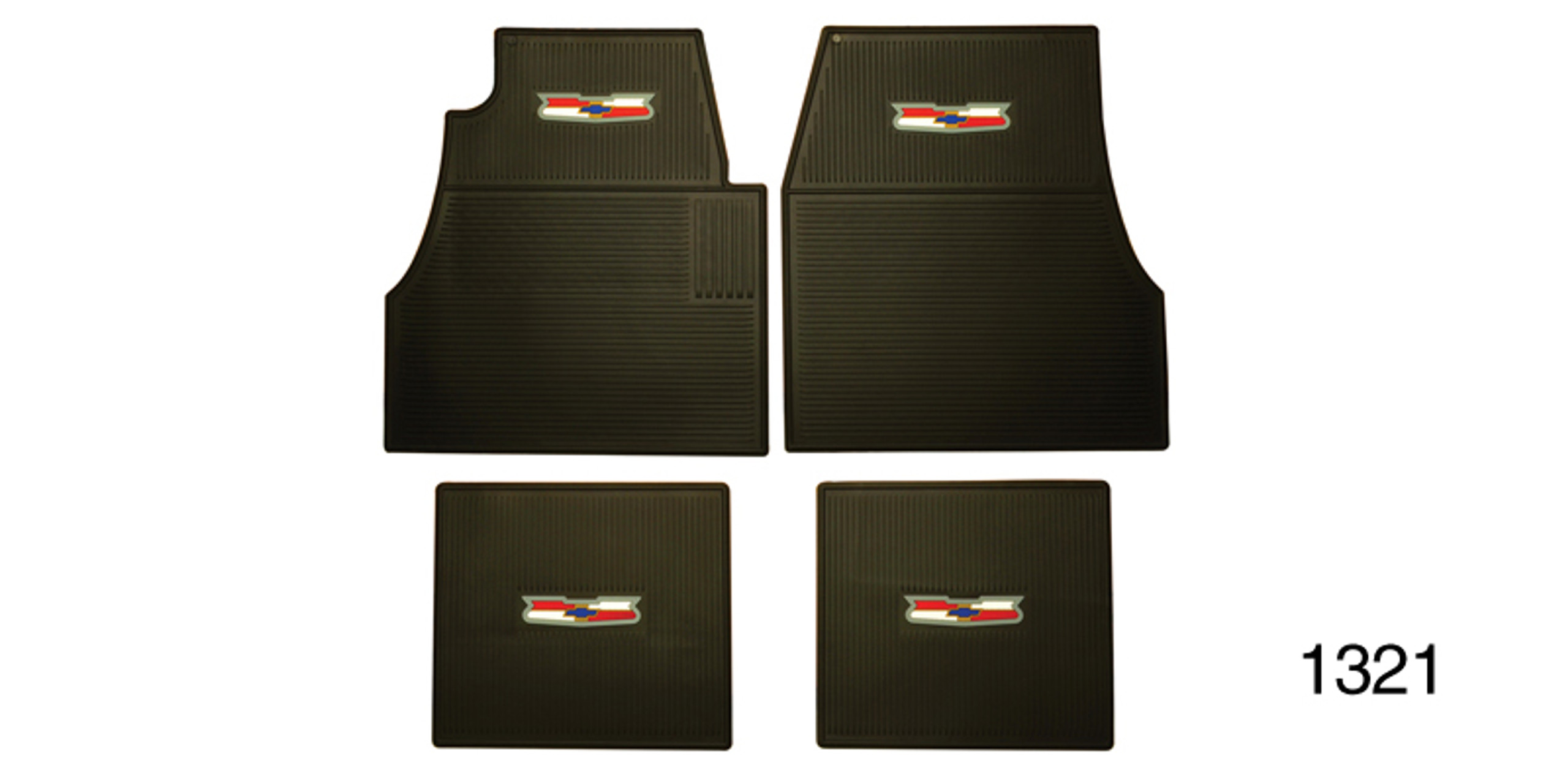 1955-1957 Chevy Floor Mats with Crest Logo, Black - Restoration Auto Supply