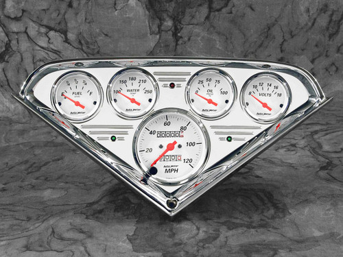 Chevy Truck Billet Aluminum Dash Insert w/ Auto Meter Arctic White gauges 1955-59