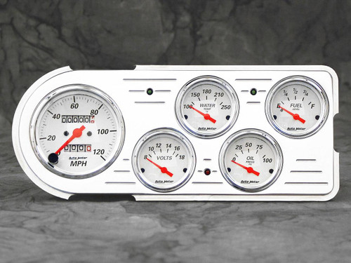 Ford Truck Billet Aluminum Dash Insert w/ Auto Meter Arctic White gauges  1948-50