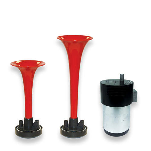 DUAL HI/LO AIR HORN (RED) WITH HIGH POWERED COMPRESSOR