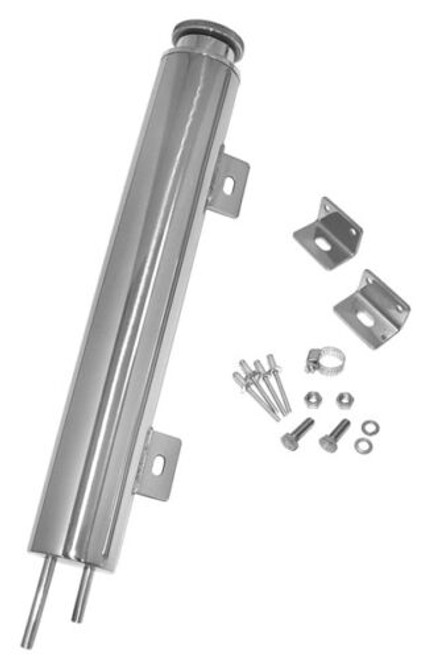 Universal Fit Radiator Overflow Tank 13 inches. Polished Stainless Steel