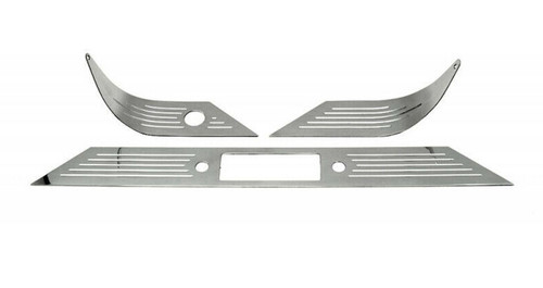 1955-1956 Chevy Car Polished Aluminum Dash Trim Set With Lines & Stock Radio Cut Out