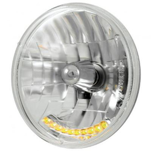 ULTRALIT - 7" CRYSTAL HEADLIGHT WITH 10 AMBER LED POSITION LIGHT.