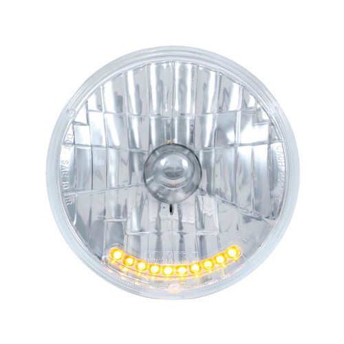 ULTRALIT - 7" CRYSTAL HEADLIGHT WITH 10 AMBER LED POSITION LIGHT.