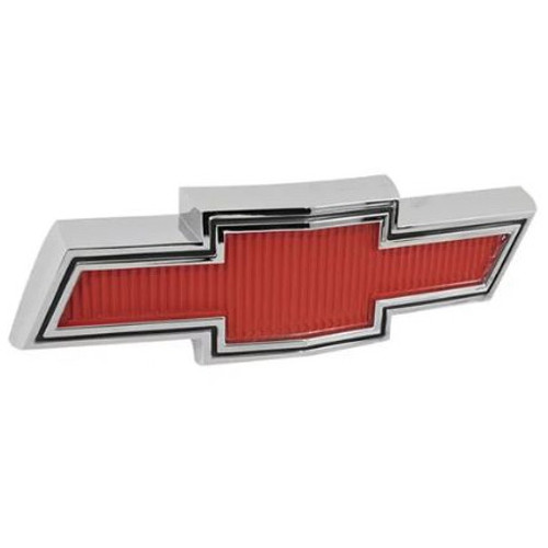 1967-1968 Chevy Truck Grill Emblem Chrome with Red Details, With Hardware