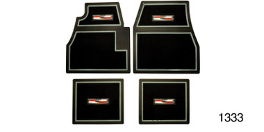 1955-1957 Chevy Custom Carpet Floor Mats, Black with Crest Logo