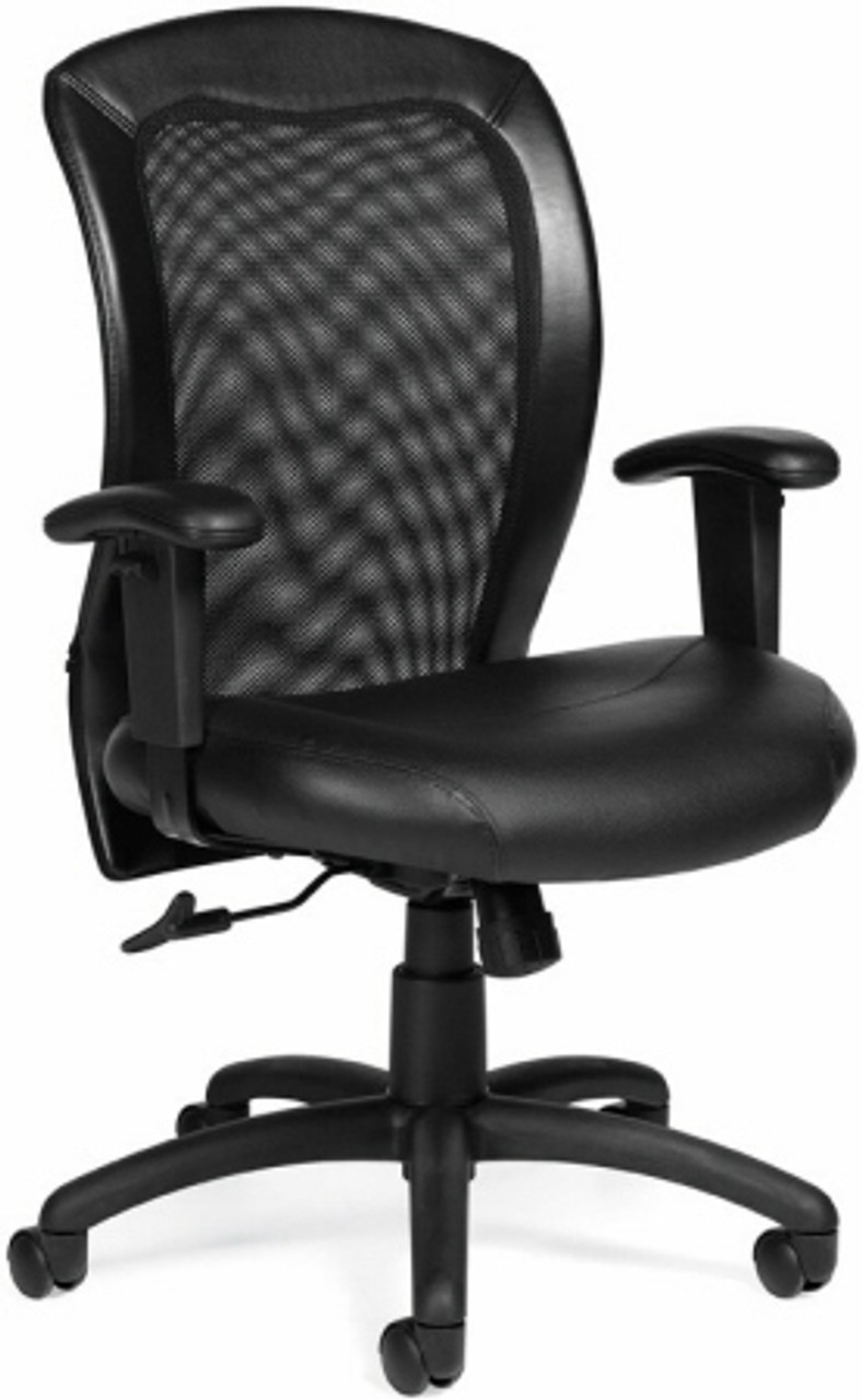 Office Star Ventilated Manager's Office Desk Chair with Breathable Mesh  Seat and Back, Black Base, Grey