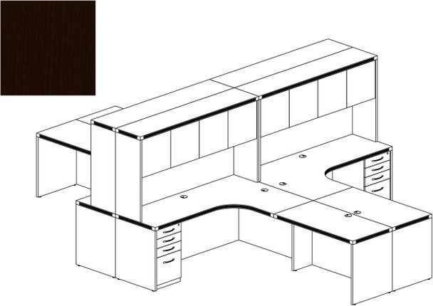 Mayline Aberdeen Office Desk Set Mocha [AT27LDC]-1