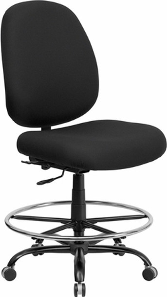 Hercules Armless Big and Tall Black Fabric Drafting Stool [WL-715MG-BK-D-GG] -1