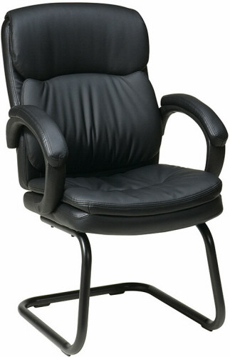 BizChair Black LeatherSoft Executive Side Reception Chair With Sled Base
